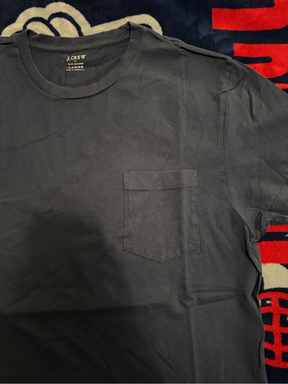 J. Crew Slim-Washed Pocket Crewneck T-Shirt Navy Blue Men’s Large L 100% Cotton